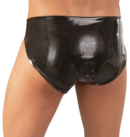 LateX Men's Latex Briefs Black M/L with Integrated Insertable Element