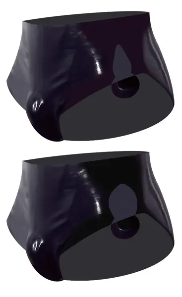 LateX Men's Latex Briefs with Inflatable Plug M Black 0.4mm