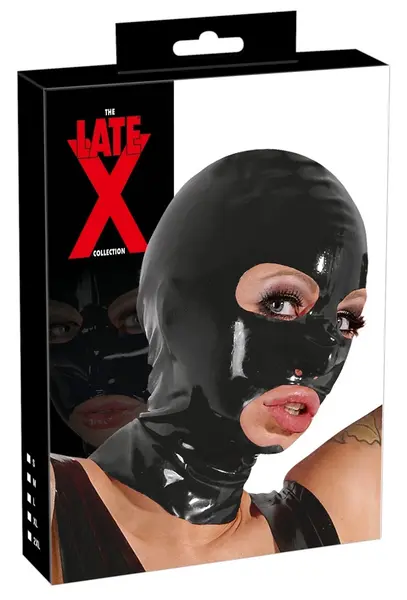 LateX Classic Head Mask Black 0.4mm Natural Rubber, Eye & Mouth Openings