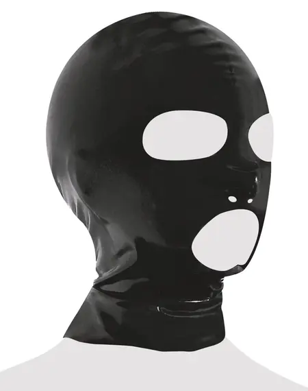 LateX Classic Head Mask Black 0.4mm Natural Rubber, Eye & Mouth Openings