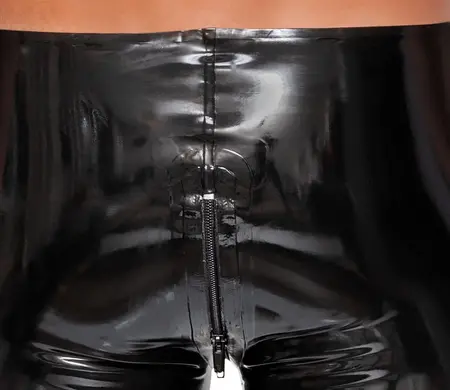 LateX Men's Latex Pants with Front-to-Back Zip XL Black 0.4mm