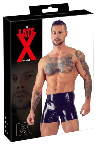 LateX Men's Latex Briefs Black L with Integrated Sleeve & Insert