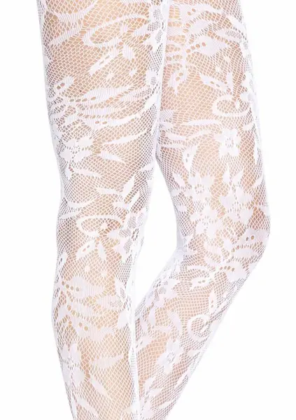 Leg Avenue Seamless Floral Lace Pantyhose - Elegant Pattern, One Size
