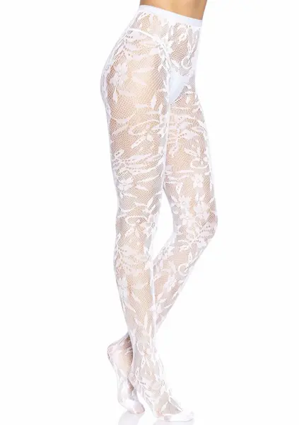 Leg Avenue Seamless Floral Lace Pantyhose - Elegant Pattern, One Size