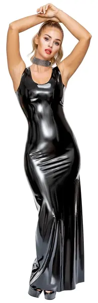 LateX Maxi Dress XL Black Natural Latex Sleek Design 0.35mm