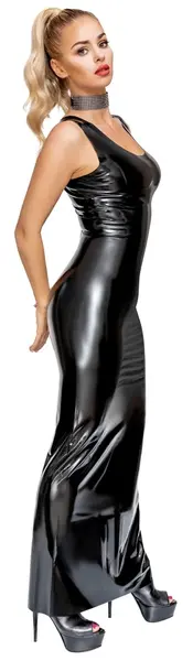 LateX Maxi Dress XL Black Natural Latex Sleek Design 0.35mm