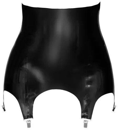LateX Classic Black Latex Suspender Belt with Metal Clips, Size L