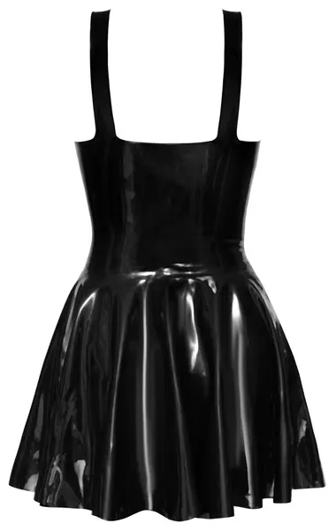 LateX Mini Dress Black L - Classic Flared Latex Design