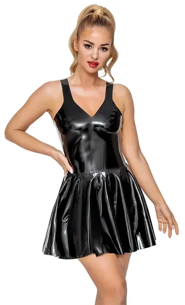 LateX Mini Dress Black S - Classic Tapered Rubber Outfit