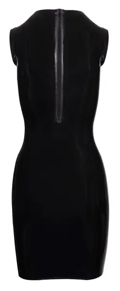 Cottelli Collection Latex Dress Black S - Sleeveless, Stand-Up Collar