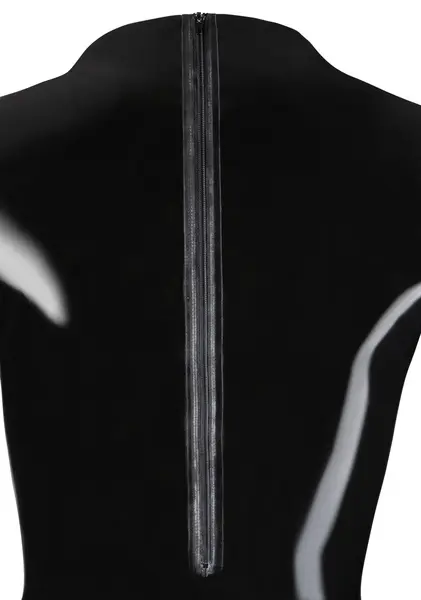 LateX Black Latex Bodysuit M - Shiny Long Sleeve, Dual Zippers