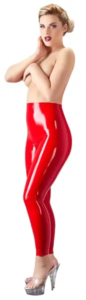 LateX Red Waist-High Latex Leggings XL 0.35mm Glossy Finish