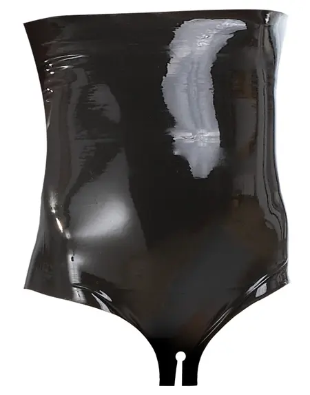 LateX Waist-High Latex Briefs XL Black - Flat Dipped, Crotchless