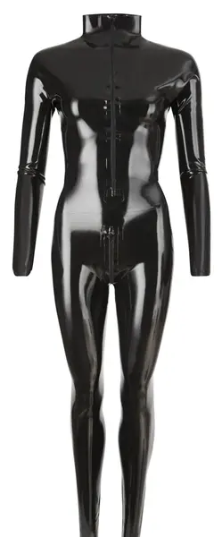 LateX Catsuit Black 2XL - Dual-Zip Natural Latex Bodysuit
