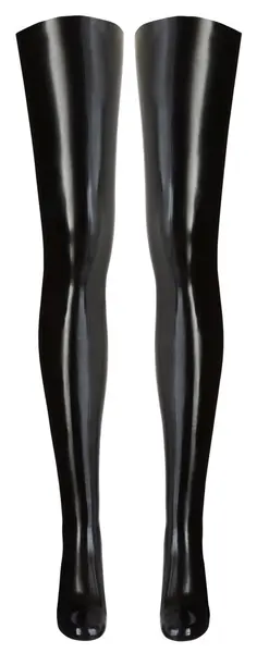 LateX Thigh-High Stockings Black S/M - Shiny Latex Finish