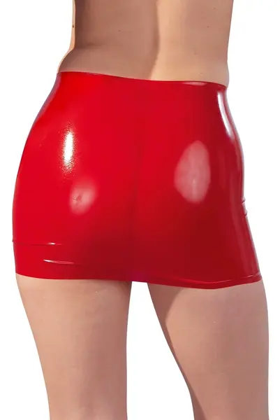 LateX Mini Skirt Red L - Shiny Latex, Figure-Hugging Design
