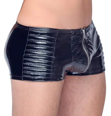 Black Level Vinyl Biker-Style Stretch Pants for Men, Shiny Finish, M