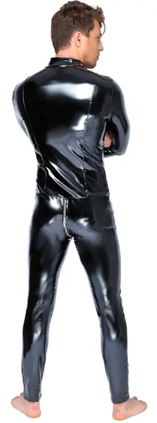 Black Level Vinyl Jumpsuit 2XL - Shiny Stretch One-Piece Suit