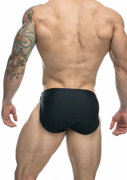 Justin+Simon Running Short Chloride-Resistant Athletic Swimwear Black M