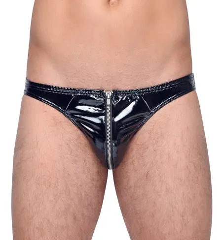Black Level Vinyl Briefs XL - Shiny 4-Way Stretch Black Underwear