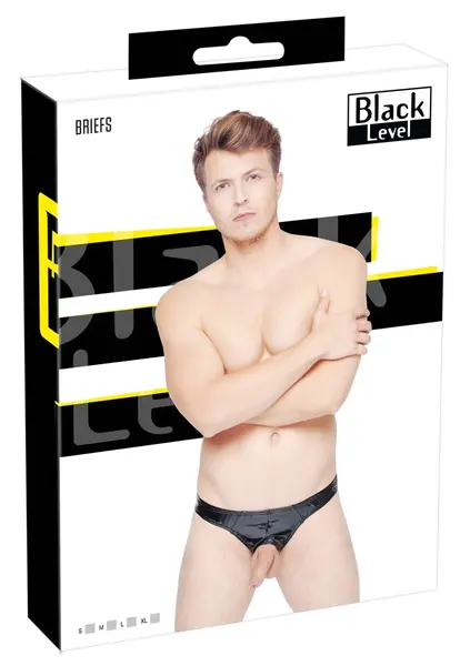 Black Level Vinyl Briefs Showmaster M - Shiny Black, Stretch Fit