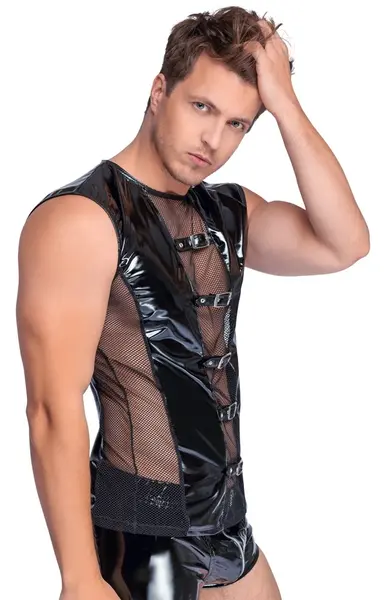 Black Level Vinyl Sleeveless Shirt 2XL - Stretch Fit & Mesh Accents