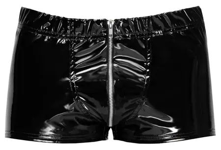 Black Level Vinyl M. Pants RV - Shiny Black, Metal Front Zip, Size M