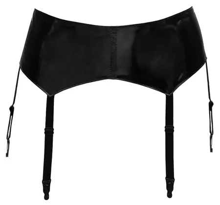 Black Level Vinyl Suspender Belt L - 6 Adjustable Straps, Shiny Black
