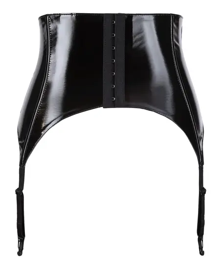Black Level Vinyl Suspender Belt L - Wide Design, Adjustable Buckles