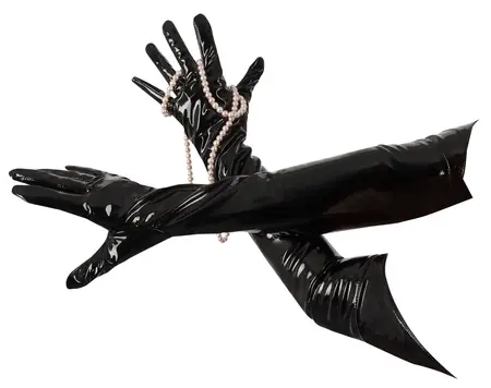 Black Level Vinyl Gloves Long Black L - Shiny Shoulder-Length Accessory