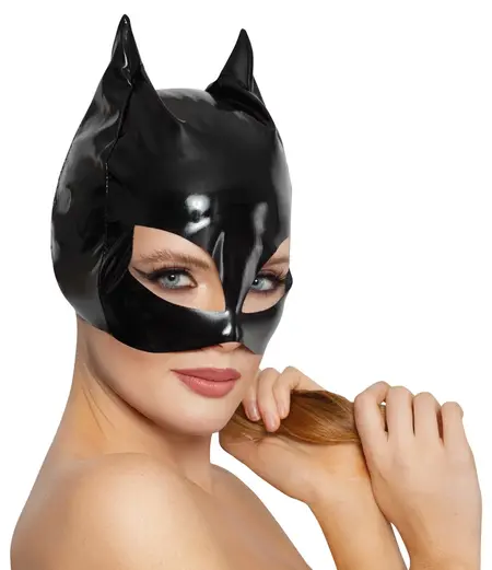 Black Level Vinyl Cat Mask S-L - Shiny Black Cat-Inspired Headwear
