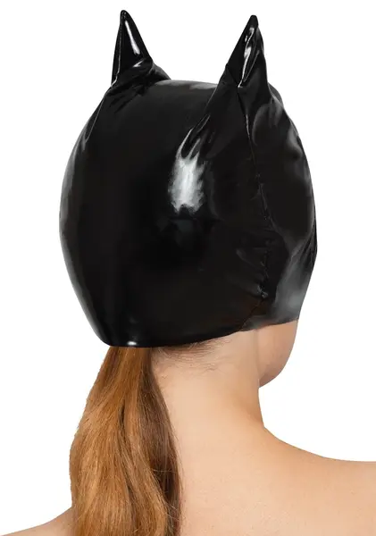 Black Level Vinyl Cat Mask S-L - Shiny Black Cat-Inspired Headwear
