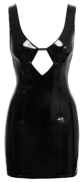 Black Level Vinyl Dress Black S - Sleeveless with Deep Neckline