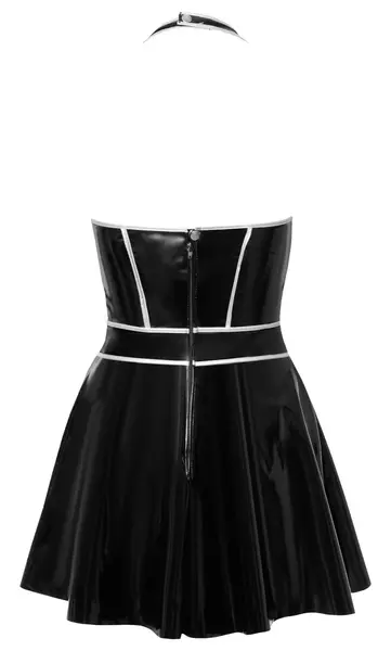 Black Level Vinyl Halterneck Dress Silver Accents Size L