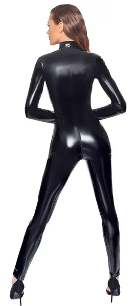 Black Level Vinyl Jumpsuit Long Sleeve Glossy Black S