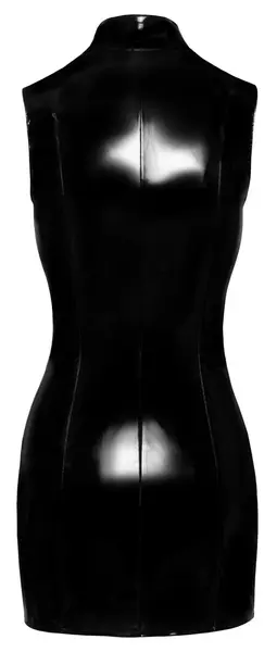 Black Level Vinyl Dress S with Buckle and Mesh Sides, Shiny Black Finish