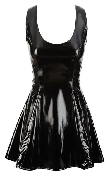 Black Level Vinyl Dress 2XL - Shiny Sleeveless Flared Model, Black