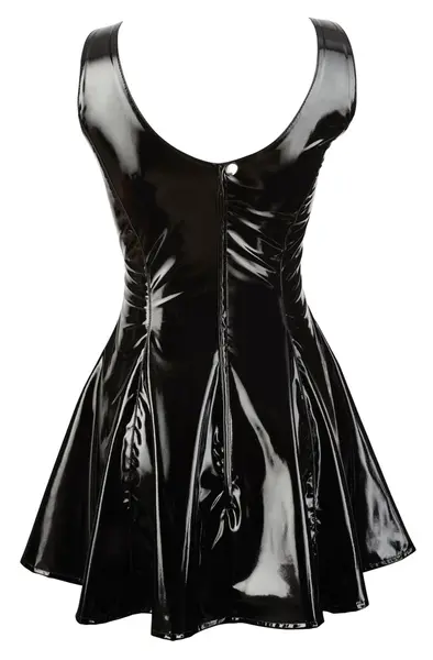 Black Level Vinyl Dress Sleeveless Flared Skirt Black XS