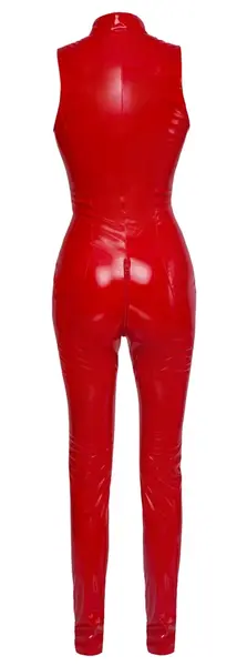 Black Level Red Vinyl Jumpsuit L - Shiny Sleeveless One-Piece Suit