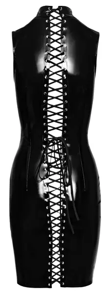 Black Level Vinyl Dress XL with Adjustable Back Lacing, Shiny Finish