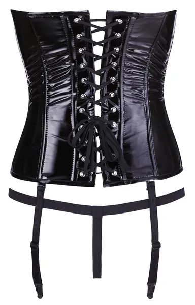 Black Level Vinyl Corset Black S - Shiny Strapless Full-Cup Design