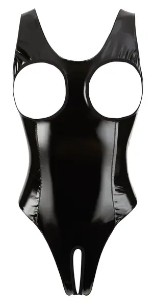 Black Level Vinyl Bodysuit M Open Bust & Crotch, Shiny Finish