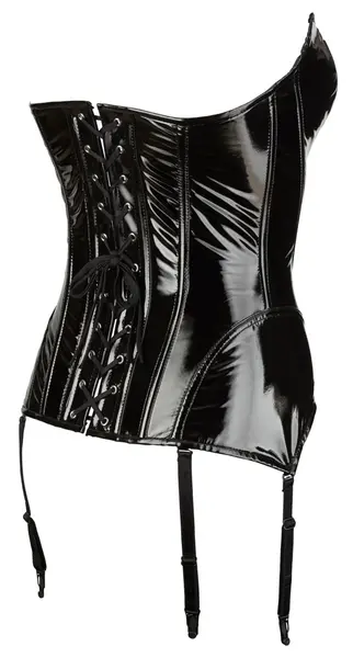Black Level Vinyl Corset L - Shiny Black Shaping Corsage for Women