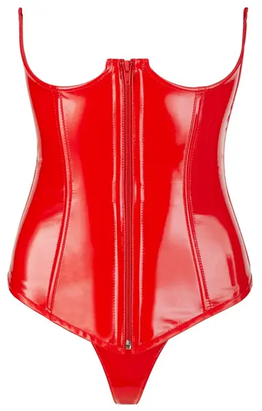 Black Level Vinyl Corset Red XL - Underwired, Shaping, Eye-Catching Lacing