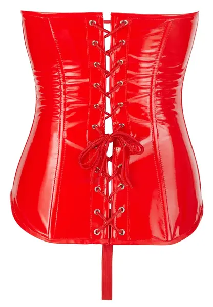 Black Level Vinyl Corset Red XS - Open Cup, Shaping Design, String Set