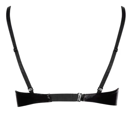 Black Level Vinyl Bra Black 85D Adjustable Shiny Finish
