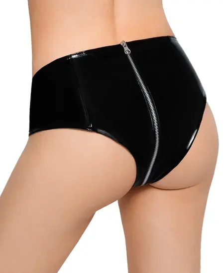Black Level Vinyl Briefs with Full-Length Zipper XL, Shiny Finish