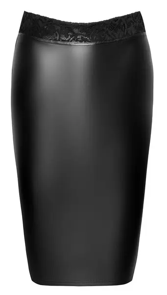 Noir Handmade Skirt L - Lace Back, Powerwetlook, Knee-Length