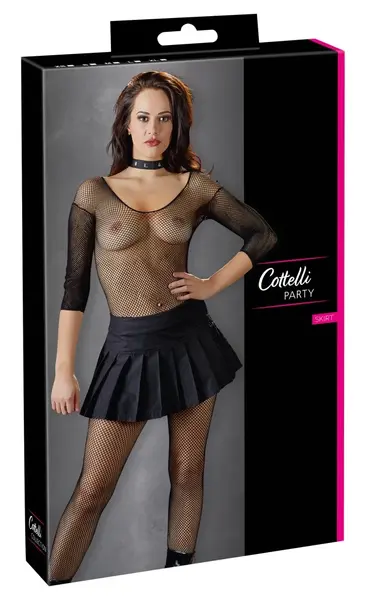 Black Level Pleated Mini Skirt XL - Classic Black, Side Zip, Cotton Blend