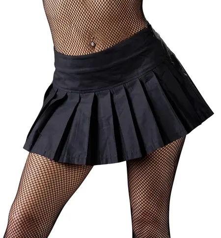 Black Level Pleated Mini Skirt L - Classic Black, Side Zip, Cotton Blend